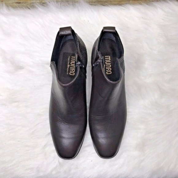 Munro Alix Bootie Ankle Heel Brown Leather Snake Print Womens Size 6W Wi… - Picture 3 of 9